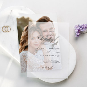 Elegant Romantic Monogram Classy Wedding Vellum Invitations