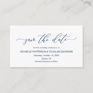 Elegant Romantic, Navy Blue, Wedding Save the date Enclosure Card
