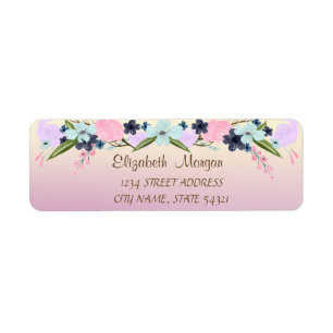 Elegant Romantic,Ombre,Flowers Address Label