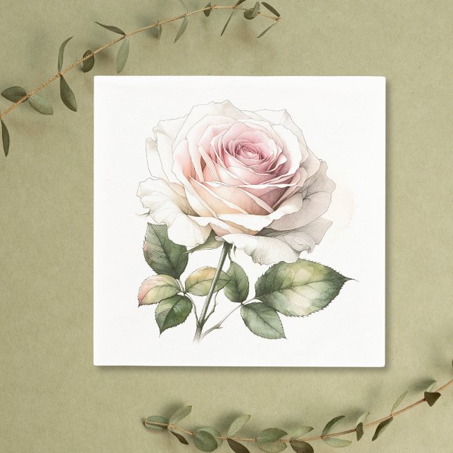 Elegant Romantic Pale Pink Rose  Napkin (Creator Uploaded)
