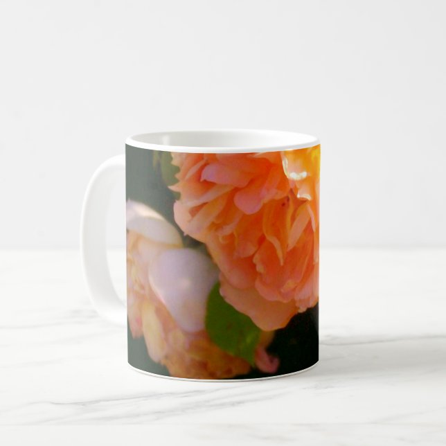 Elegant romantic Peach Roses yellow orange flroal Coffee Mug (Front Left)