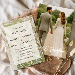Elegant Romantic Photo Script Modern Wedding Invitation