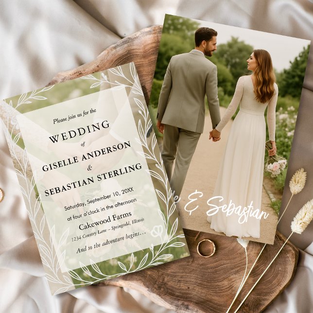 Elegant Romantic Photo Script Modern Wedding Invitation (Creator Uploaded)