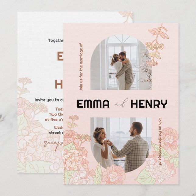 Elegant Romantic Photo Wedding Invitation (Front/Back)