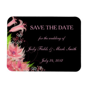 Elegant Romantic Pink Floral Save The Date Magnet