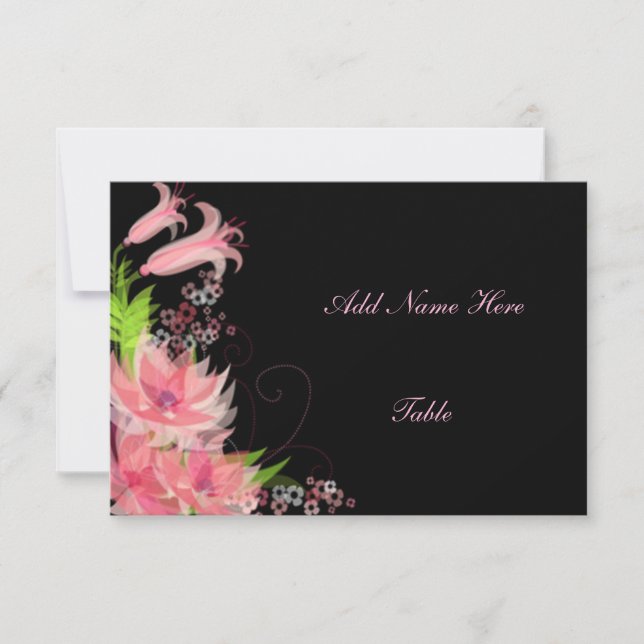 Elegant Romantic Pink Floral Table Place Card (Front)
