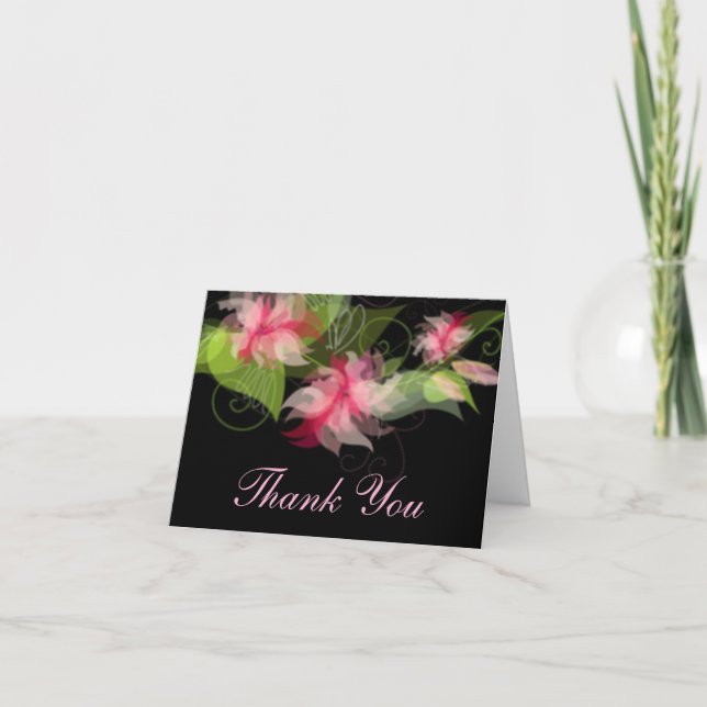 Elegant Romantic Pink Flower Thank You Card (Front)