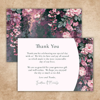 Elegant Romantic Pink Mauve Floral Wedding Thank You Card