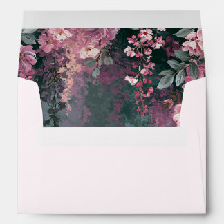 Elegant Romantic Pink Mauve Rose Floral Wedding Envelope
