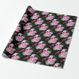 Elegant romantic Pink White floral Peonies Wrapping Paper