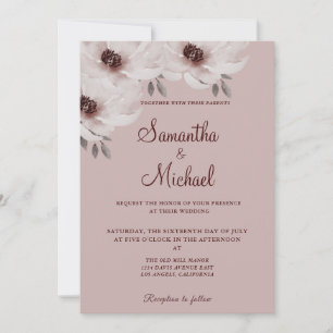 Elegant Romantic Pinkish Pink Watercolor Floral Invitation