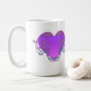 Elegant, Romantic Purple Heart with Flourish Coffee Mug