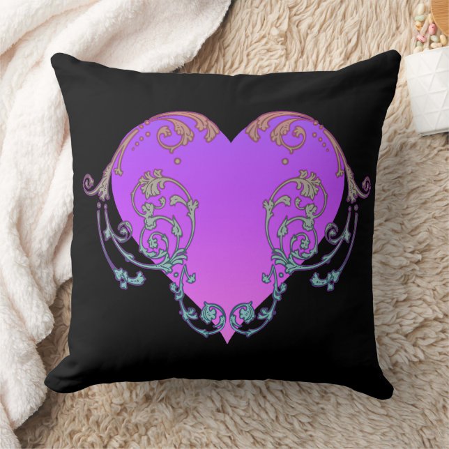 Elegant, Romantic Purple Heart with Flourish Cushion (Blanket)