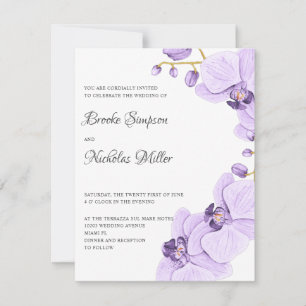 Elegant  Romantic Purple orchid Elegant Botanical Invitation