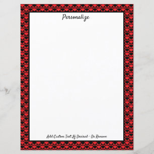 Elegant Romantic Red & Black Hearts Personalise