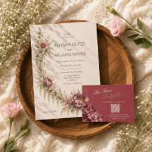 Elegant Romantic Red Floral Wedding RSVP