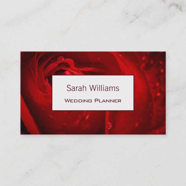 Elegant Romantic Red Rose Business Card (Front)