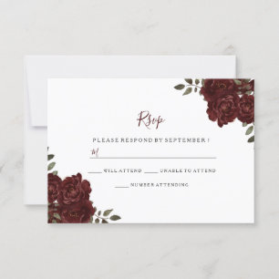 Elegant Romantic Red Rose Wedding RSVP