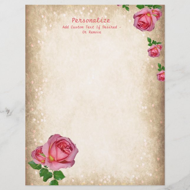 Elegant Romantic Red Rose Writing Paper (Front)