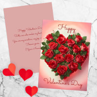 Elegant Romantic Red Roses Heart Valentine's Day