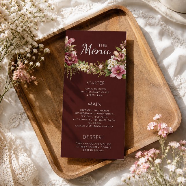 Elegant Romantic Red Rustic Floral   Menu (Creator Uploaded)