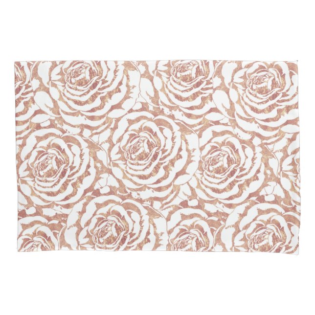 Elegant romantic rose gold roses pattern image pillowcase (Front)