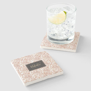 Elegant romantic rose gold roses pattern image stone coaster
