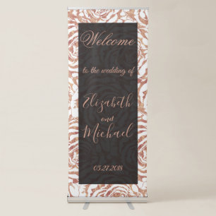 Elegant romantic rose gold roses wedding design retractable banner