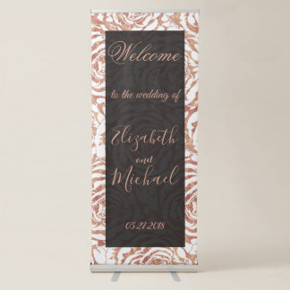 Elegant romantic rose gold roses wedding design retractable banner