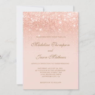 Elegant Romantic Rose Gold Sparkling Wedding Invitation