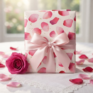 Elegant romantic rose petals wrapping paper sheet