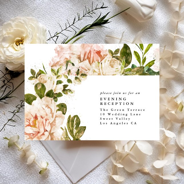 Elegant Romantic Rose Wedding Reception Card (Creator Uploaded)