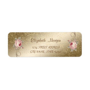 Elegant Romantic,Roses,Confetti Address Label