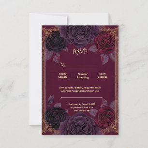 Elegant Romantic Roses Gothic Wedding RSVP Card