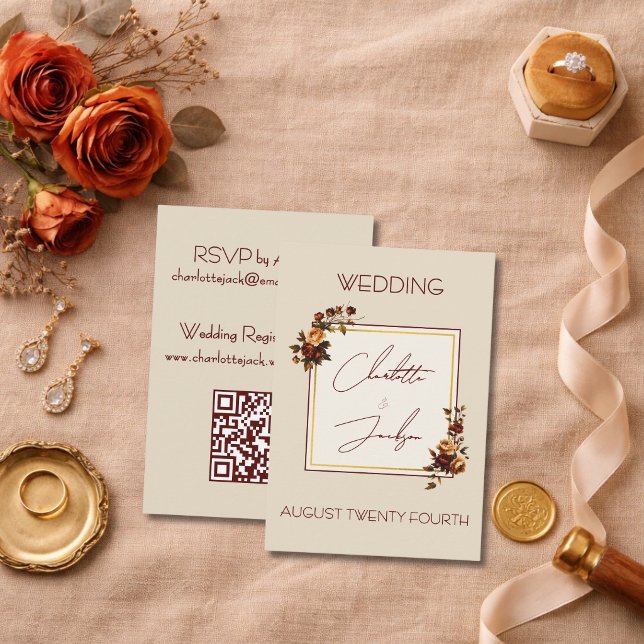 Elegant Romantic Rusty Rose Autumn Wedding Enclosure Card (Creator Uploaded)