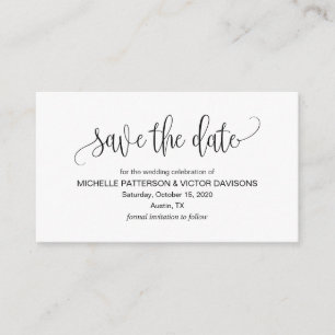 Elegant Romantic Script, Black,, Save the date Enclosure Card