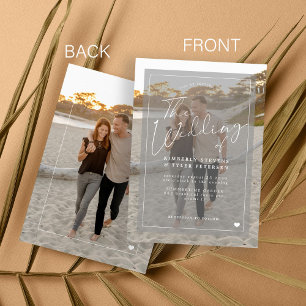 Elegant romantic script photo wedding invitation