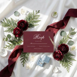 Elegant Romantic Script Wedding RSVP Card
