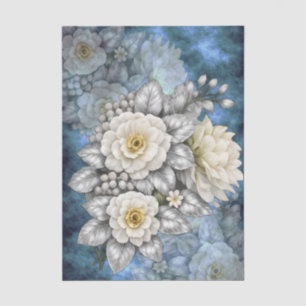 Elegant Romantic Silver & White Wedding Florals  Tissue Paper