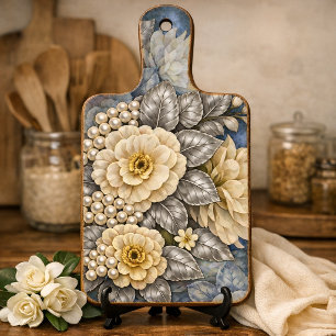 Elegant Romantic Silver & White Wedding Florals  Tissue Paper