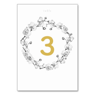 Elegant Romantic Stylish Chic Gold Wreath Wedding Table Number