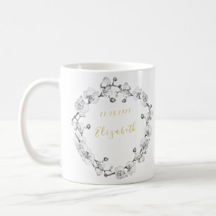 Elegant Romantic Stylish Wedding Wreath Custom  Coffee Mug