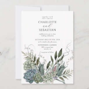 Elegant Romantic Succulents Floral Wedding Invitation