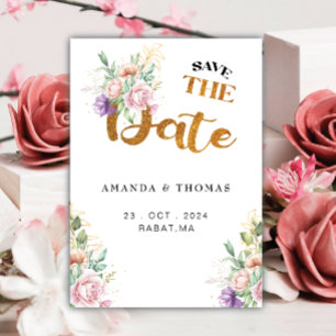 Elegant Romantic Succulents Gold Greenery Save The Date