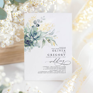 Elegant Romantic Succulents Gold Greenery Wedding