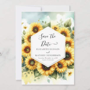 Elegant Romantic Sunflower Wedding Save The Date