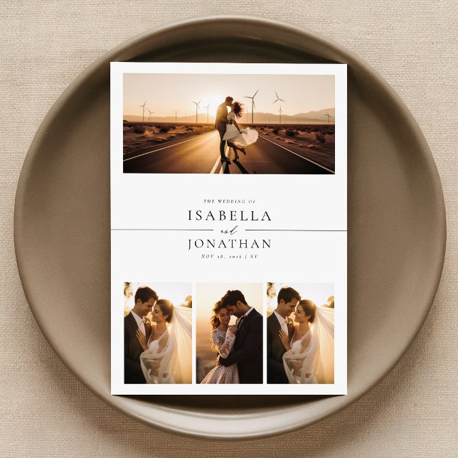 Elegant Romantic Sunset 8 Photo Wedding Invitation (Creator Uploaded)