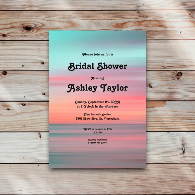 Elegant Romantic Sunset Sky Beach Bridal Shower Invitation (Creator Uploaded)