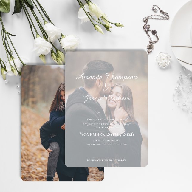 Elegant Romantic Two Photo Double-Sided Wedding Invitation (Elegant Romantic Two Photo Double-Sided Wedding Invitation)