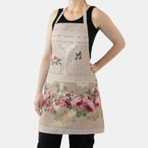 Elegant Romantic Victorian Pink Floral Apron
